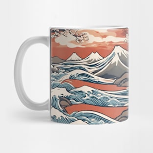 mountain and waves of japan Mug